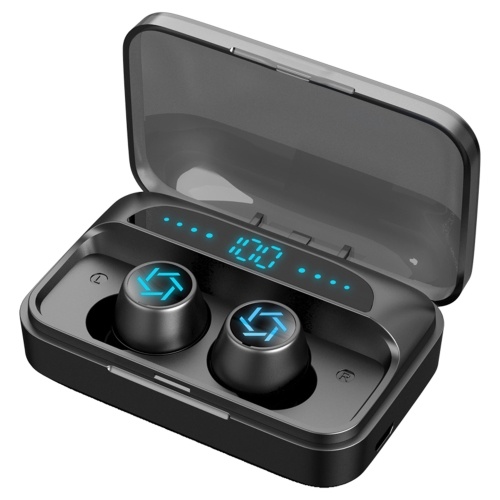 Auriculares S15 BT5.0 con luz de respiración fresca Reducción de ruido 9D Caja de carga impermeable IPX5 Banco de energía con pantalla digital de tres pantallas