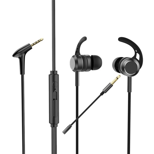 AK-P10 Auriculares intrauditivos para jugadores de 3,5 mm Micrófono doble Auriculares para juegos con cable de metal y bajos con micrófono Auriculares internos