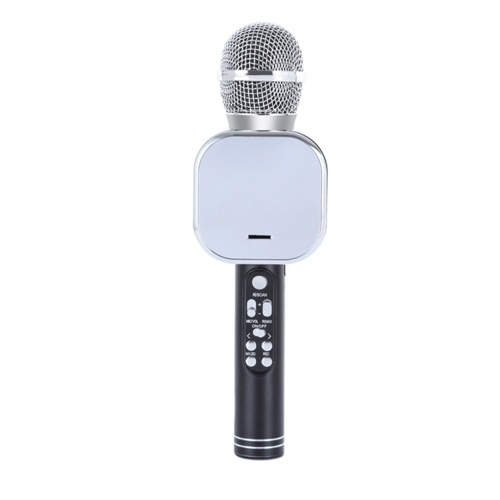 Microphone sans fil 3 en 1 Micro de poche portable Haut-parleur à volume réglable Lumières LED Home Party Birthday BT Microphone USB Rechargeable pour Smartphones PC