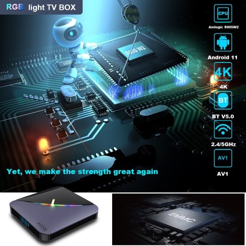 

A95X F3 Air II Android 11.0 Smart TV Box Amlogic S905W2 UHD 4K Медиаплеер 2.4G/5G Двухдиапазонный WiFi BT5.0 AV1 VP9 H.265 Декодирование Пульт дистанционного управления