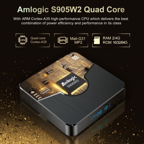 

X98 Plus Android 11.0 Smart TV Box Amlogic S905W2 UHD 4K Медиаплеер 2.4G/5G Двухдиапазонный WiFi BT AV1 VP9 Декодирование H.265 Цифровой дисплей Пульт дистанционного управления