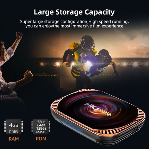 

HK1 RBOX X4 Android 11.0 Smart TV Box UHD 4K Media Player Amlogic S905X4 H.265 VP9 8K Decoding 2.4G/5G WiFi 1000M LAN with Remote Control