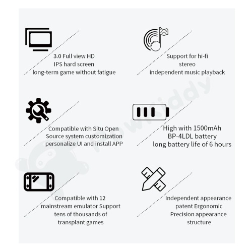 Powkiddy Q90 Open Source Handheld Gaming Console 3.0-inch IPS Screen Support 12 Kinds of Emulators Support Game Save/Load 1500mAh Battery 