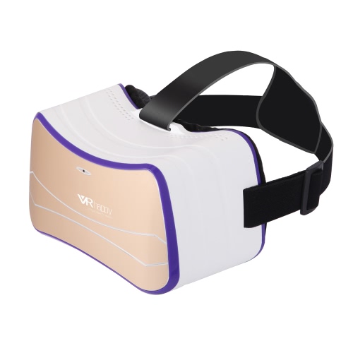 VRhappy V7 gafas de realidad virtual todo en una máquina 2D / 3D inmersivo Auricular inteligente vidrios video de Android 4.4 1G / 16G 2.4G Wi-Fi BT 4.0 Intelligent Mobile Theater w / USB ranura para tarjeta TF puerto blanco con oro