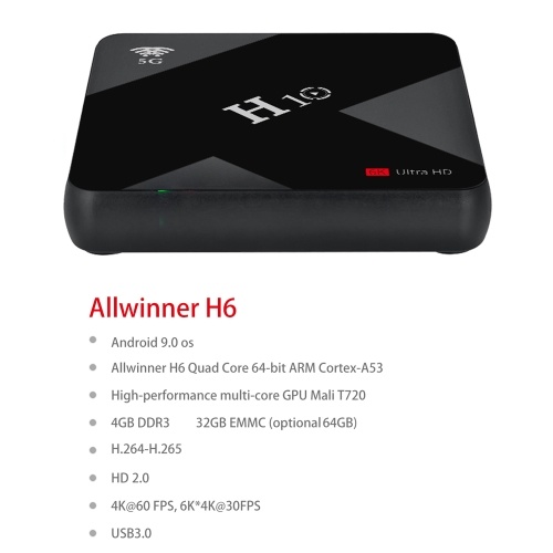 

H10 Android 9.0 Smart TV Box 4K Медиаплеер 64 ГБ