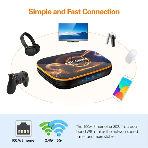 

HK1 RBOX R1 Smart TV Box Android 10.0 UHD 4K Media Player RK3318 4GB/64GB 2.4G / 5G Dual-band WiFi BT4.0 100M LAN Digital Display with Remote Control