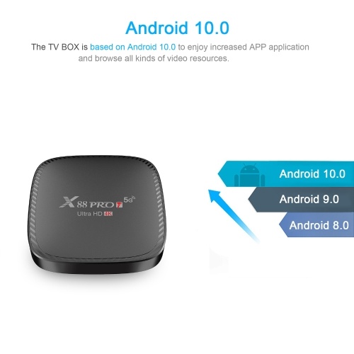 X88 PRO T Android 10.0 Smart TV Box UHD 4K Media Player Allwinner H313 Quad-core H.265 VP9 2.4G/5G Dual-band WiFi 100M LAN 1GB+8GB with Remote Control