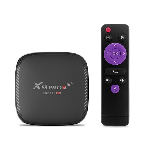 X88 PRO T Android 10.0 Smart TV Box UHD 4K Media Player Allwinner H313 Quad-core H.265 VP9 2.4G / 5G WiFi de doble banda 100M LAN 1GB + 8GB con control remoto