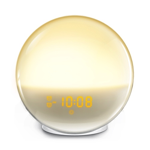 

WiFi Wake-Up Light Smart Wake Up Workday Alarm Clock with 7 Colors Sunrise/Sunset & Snooze Feature for Kids Heavy Sleepers Dual Digital Clock with FM Radio and 7 Natural Sounds