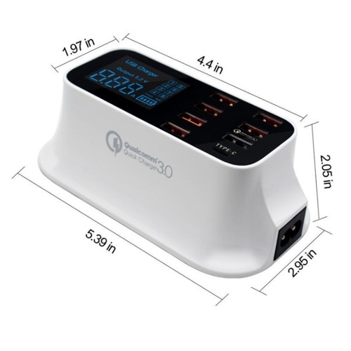 

Mobile Phone Recharger with 8 USB Ports Portable Travel Charge Adapter Overcharge Protection LCD Screen Real-Time Display Rechargers
