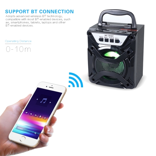 

MS-304BT Portable Wireless BT Speaker 3.5mm Audio FM Radio Subwoofer Speakerphone with USB Port TF Card Slot