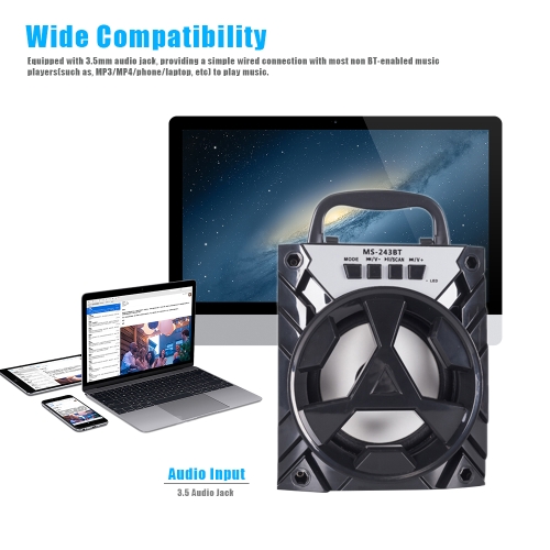

MS-243BT Wireless BT Speaker Portable Multimedia Mobile Loudspeaker USB & 3.5mm Audio Music Play with TF Card Slot FM Radio for Sm