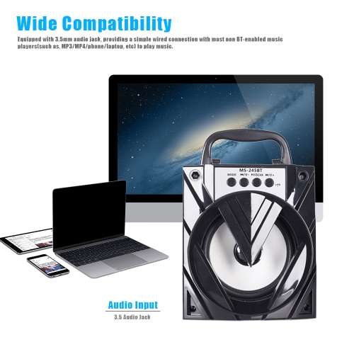 MS-245BT Wireless Speaker Multimedia Music Player 3.5mm Audio BT Speaker with TF/USB/FM Radio for Phones Tablets and other BT-enab