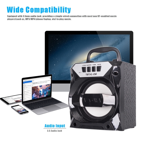 

MS-247BT Portable BT Wireless Speaker Hi-Fi Multimedia Music Player Loudspeaker FM Radio with TF Card Slot AUX USB Port