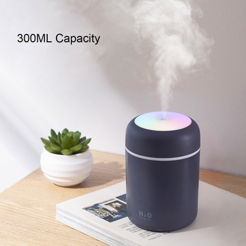 

300ML Portable Air Humidifier Aroma Essential Oil Diffuser with Romantic Colorful Lamp Mist Maker Aromatherapy Humidifiers USB Powered Personal Desktop Humidifier for Baby Bedroom Travel Office Home