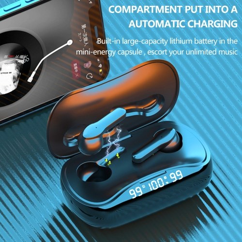 

TWS-210 BT5.1 Wireless Earphones Auto Pairing HiFi Sound Touch Control IPX5 Waterproof Charge Box Digital Display Power Bank