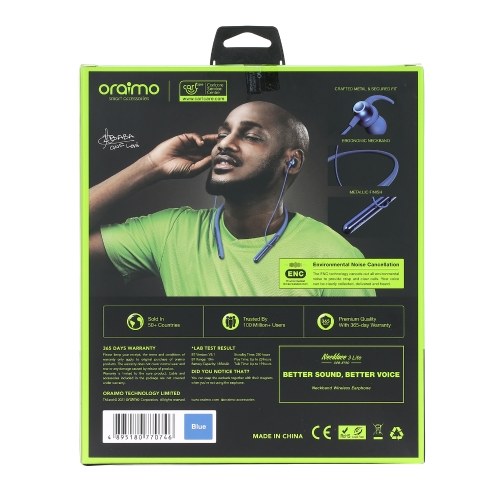 

Oraimo OEB-E75D Necklace 3 Lite Neckband Wireless Headphone In-ear Sports Gaming Earphone