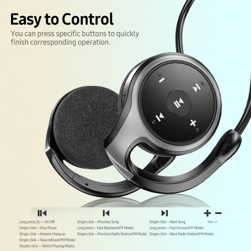 

BT 5.0 Headset Lightweight Sports Headphone Support TF Card Playing FM Mode Hi-Fi Sound Effect Noise Reduction, Blue
