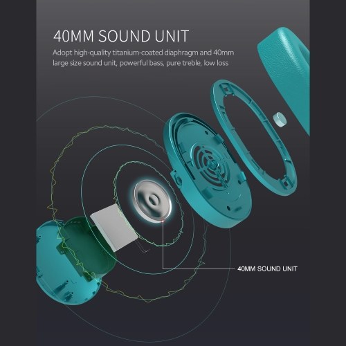 

SOMIC SC2000BT Wireless BT5.0 Headset Ergonomic Lightweight Headset with Built-in 3.5mm Audio Port Large Capacity Battery Blue