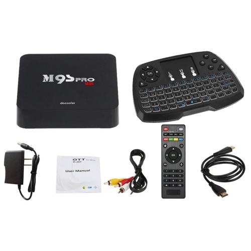 

Подержанный Docooler M9S-PRO Smart Android TV Box Android 6.0 Четырехъядерный процессор Amlogic S905X 64-битный UHD 4K 2G / 16G Мини-ПК WiFi H.265 VP9 DLNA Miracast с 2,4 Г Беспроводная QWERTY-клавиатура Мышь Сенсорная панель США Plug