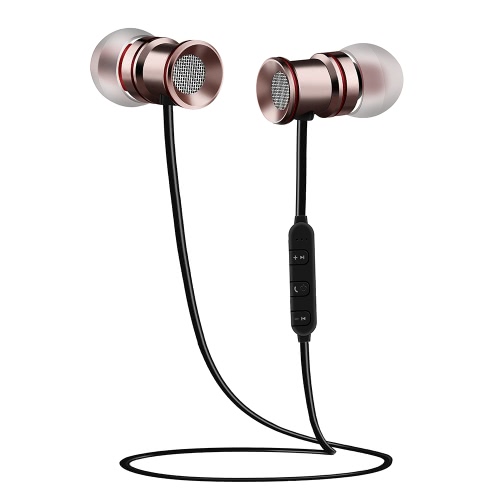 

BH-828 Wireless Bluetooth Stereo Headphone CSR 4.1 In-ear Earphone Magnetic Headset Hands-free with Mic Pink for Android / iOS / W