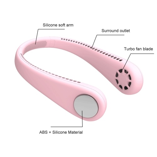 

Mini Lazy Hanging Neck Fan 4 Gears Adjustable USB Rechargeable Portable Wearable Air Fan for Outdoor Sports Travel (Pink)