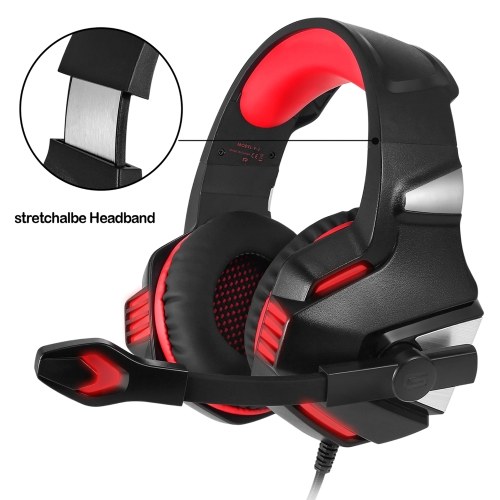 V3 3.5mm Wired Gaming Headset Noise Canceling E-Sports Earphone Over Ear Headphones 50mm Dynamic Coil Speaker Automatic Noise Reduction 3.5mm + USB Interface for Computer Laptop Mobile Phone 