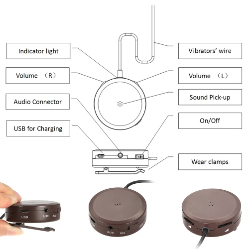

Bone Conduction Headsets Hearing Aids Headphones Audiphone Sound Pick-up AUX IN Black for Hearing Difficulties