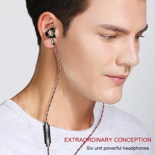 QKZ CK10 3.5mm Wired Headphones Six Moving Coil In-ear Headset Heavy Bass Music Earphones In-line Control with Mic