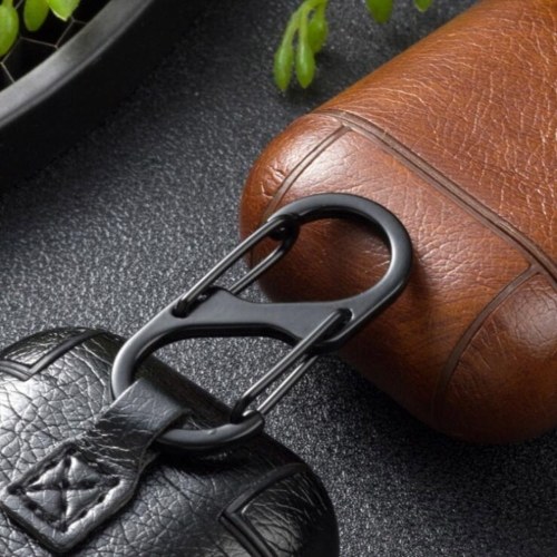 

Leather Case Wireless Earphone Cover Cases Compatible with Air Pods Headphone Box Protective Case with Climbing Hook