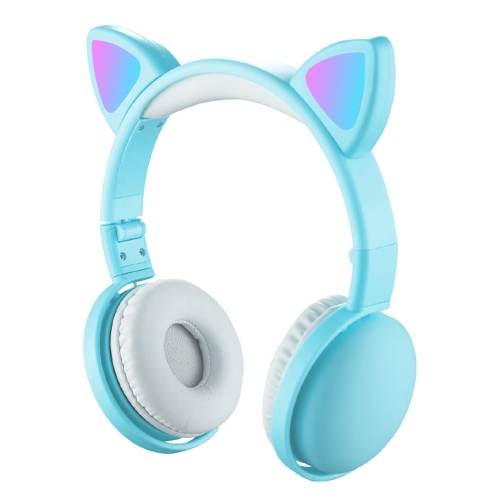 

LED Cat Ear Headphones RGB Color Bluetooth 5.0 Headsets Noise Cancelling Foldable Adults Kids Earphone with Mic