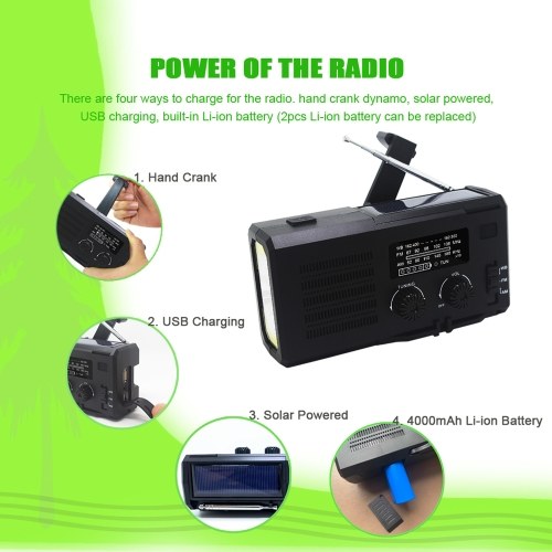 

Portable Hand Crank Radio Multifunctional Outdoor Emergency Speaker with LED Light SOS Light and AM FM