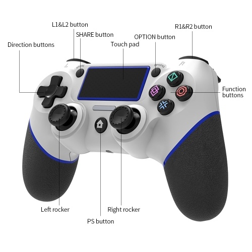 

Wireless BT Game Gamepad with Touchpad Vibration 6-axis Handle Function Ergonomic Game Handle Compatible with PS4 Host White&Green