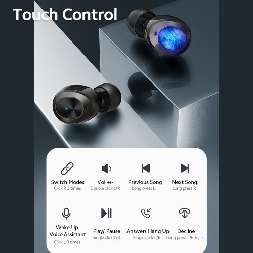 

KONKA KTW7 BT 5.1 Earbuds Dual Master Earbuds Noise Reduction Touch Control 40ms Low Latency 8H Playtime Two Modes, Red
