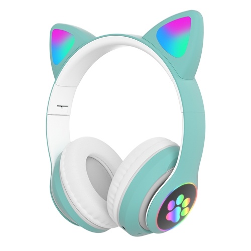

Foldable Cat Ear BT 5.0 Headset with RGB Lighting Effect 40mm Driver Unit Support AUX Wired Connection/TF Card Playing/FM Mode, Black