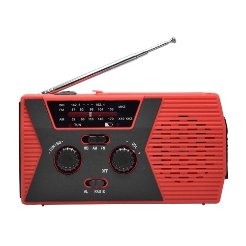 Radio de emergencia AM / FM y NOAA Radio de manivela con linterna para radios solares portátiles de emergencia SOS Radio AM / FM autoalimentada con banco de energía de 2000 mAh Cargador de teléfono celular USB recargable Grandes suministros de emergencia (batería AAA no incluida)