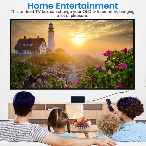 X6 Android 11.0 Smart TV Box Amlogic S905Y4 4K Media Player LPDDR4 2GB EMMC 16GB with SATA6 HDD Slot 2.4G/5G Dual-band WiFi BT4.0 VP9 H.265 Decoding with Remote Control 