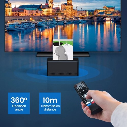 X6 Android 11.0 Smart TV Box Amlogic S905Y4 4K Media Player LPDDR4 2GB EMMC 16GB with SATA6 HDD Slot 2.4G/5G Dual-band WiFi BT4.0 VP9 H.265 Decoding with Remote Control 