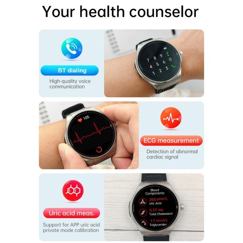 1.43-inch AMOLED Screen Smartwatch BT Talk/Non-invasive Glucose/Uric Acid/Lipids/Blood Pressure/ECG/Built-in 295mAh Li-ion Battery 