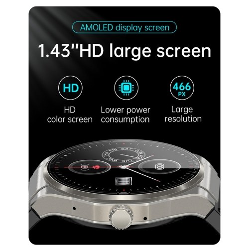 1.43-inch AMOLED Screen Smartwatch BT Talk/Non-invasive Glucose/Uric Acid/Lipids/Blood Pressure/ECG/Built-in 295mAh Li-ion Battery 