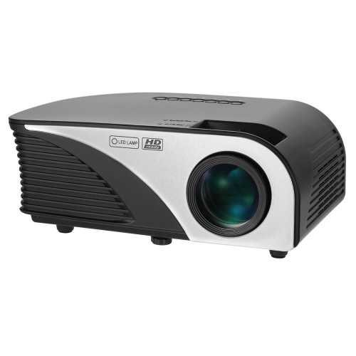 

1200 Lumens Projector Rigal Portable 1080P LED Projector Throw 100" Screen Home Cinema 800 * 480 Resolution Support HD Port AV SD USB White for Home Entertainment Movie Video Game EU Plug