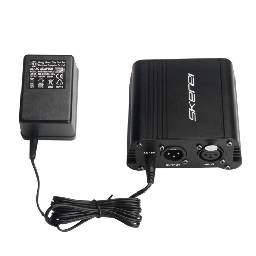 

skerei K-100 1-Channel 48V Phantom Power Supply w/ Power Adapter & XLR Microphone Cable for Condenser Microphones Music Recording