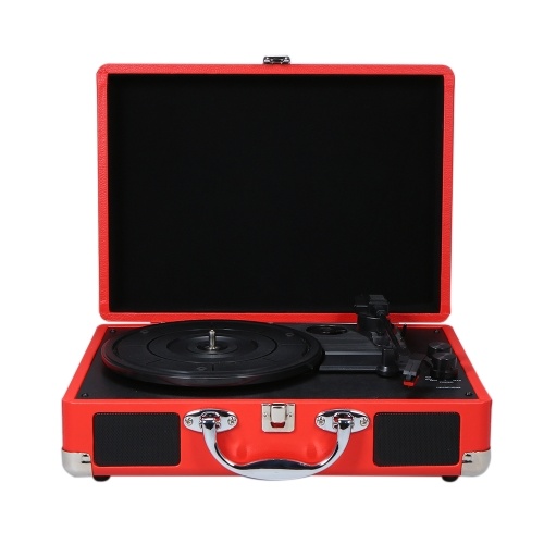 

Turntable With Speakers Vintage BT Phonograph Record Player Stereo Sound Red US-type
