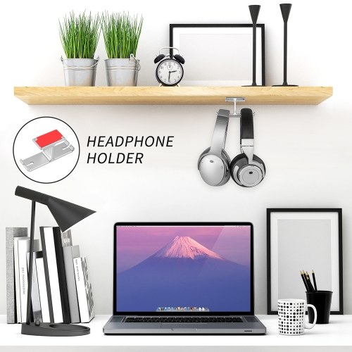 

New Bee Dual Headphone Holder Aluminum Headset Hanger Universal Holder Charging Cable Winder