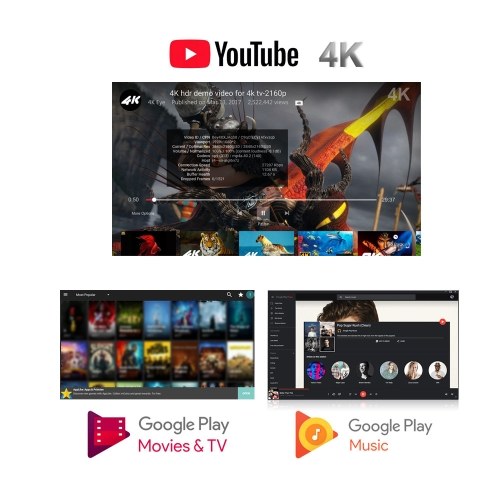 

MECOOL KM3 RARE Smart Android 9.0 TV Box UHD 4K Media Player Amlogic S905X2 4GB / 128GB Voice Remote Control Google Certificated 2.4G / 5G WiFi BT4.0 Colorful Breathing Lights