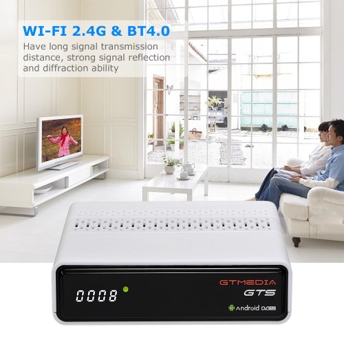 

GTMEDIA GTS Android 6.0 TV BOX DVB-S/S2 Set-top Box Built-in 2.4G WI-FI BT4.0 Amlogic S905D 4K Playback TV Receiver Support 3D Multimedia Player White