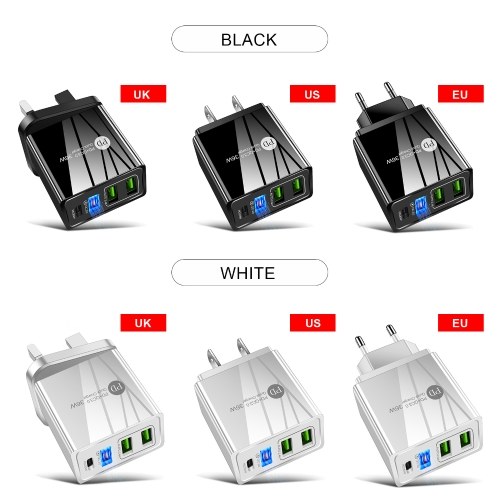 

36W PD Quick C-harger F-ast Chargring Adapter with 3 USB Chargeing Port Travel C-hargers Portable for Outdoor Trip