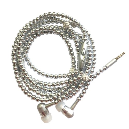 

Jewelry Pearl Necklace Stereo Earphones with Microphone 3.5mm In-ear Headphone Wired Headset Earbuds for Phone Girls