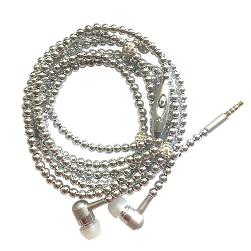 Bijoux collier de perles écouteurs stéréo avec Microphone 3.5mm casque intra-auriculaire casque filaire écouteurs pour téléphone filles