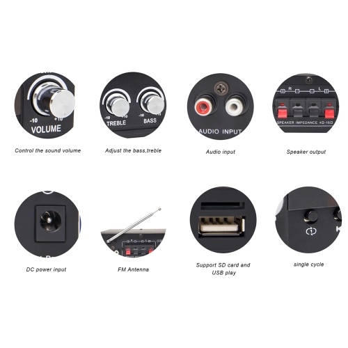 

Portable BT Audio Power Amplifier Multifunctional Car and Home Dual-use Power Amp with Remote Controller
